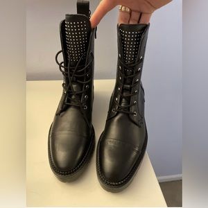 Zara Leather Ankle Combat Boots
